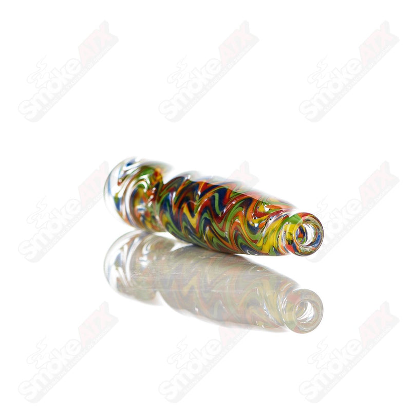 Rainbow Confetti Wave Chillum w/ Clear Dot Signed - JMK Glass - Smoke ATX