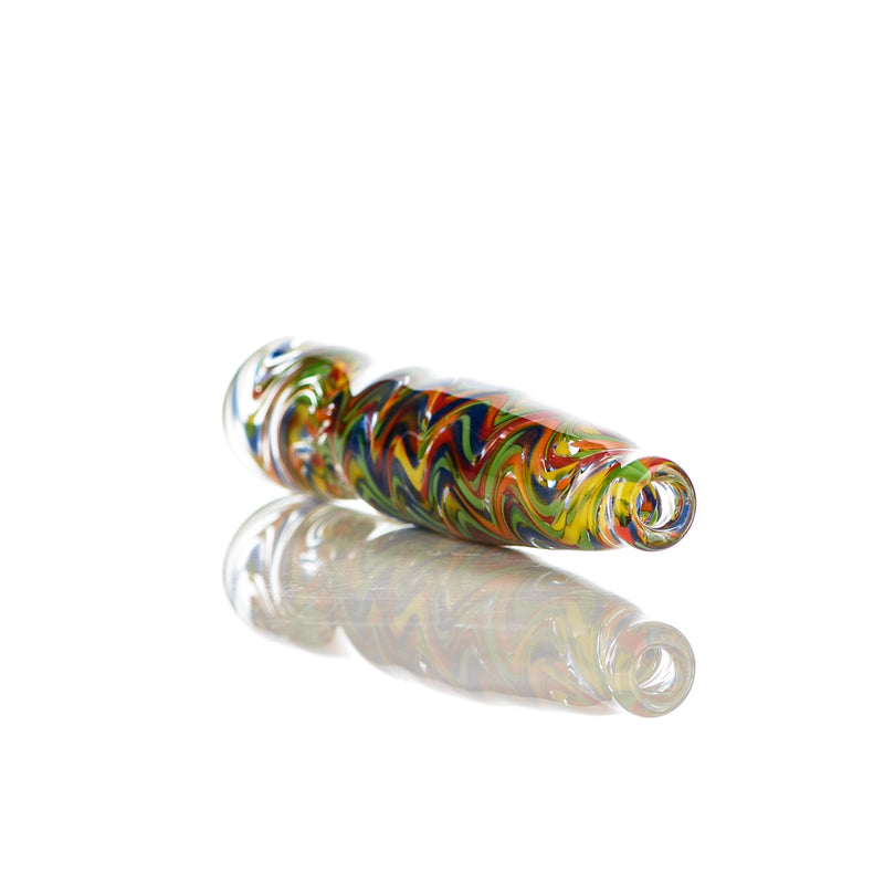 Rainbow Confetti Wave Chillum w/ Clear Dot Signed - JMK Glass - Smoke ATX