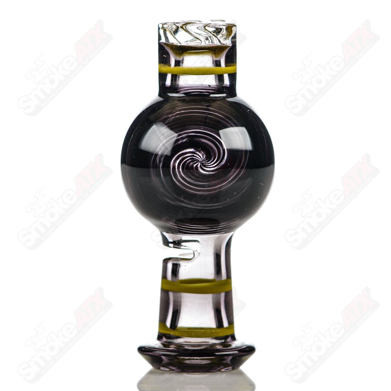 Black  Spiral Linework V2 Spinner Cap W/  Yellow Accents by Glass Carpenter - Smoke ATX