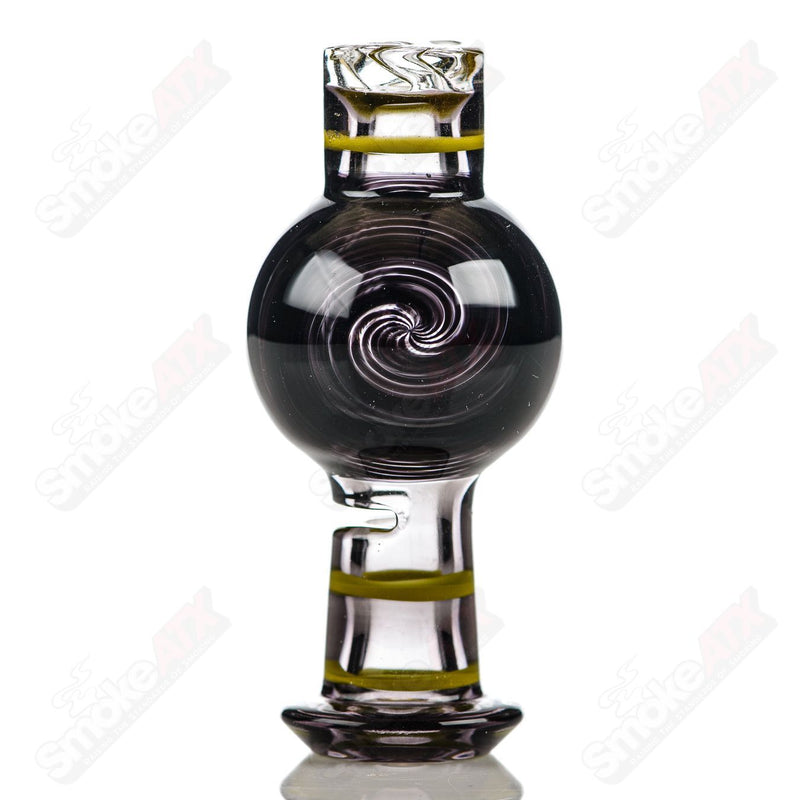 Black  Spiral Linework V2 Spinner Cap W/  Yellow Accents by Glass Carpenter - Smoke ATX