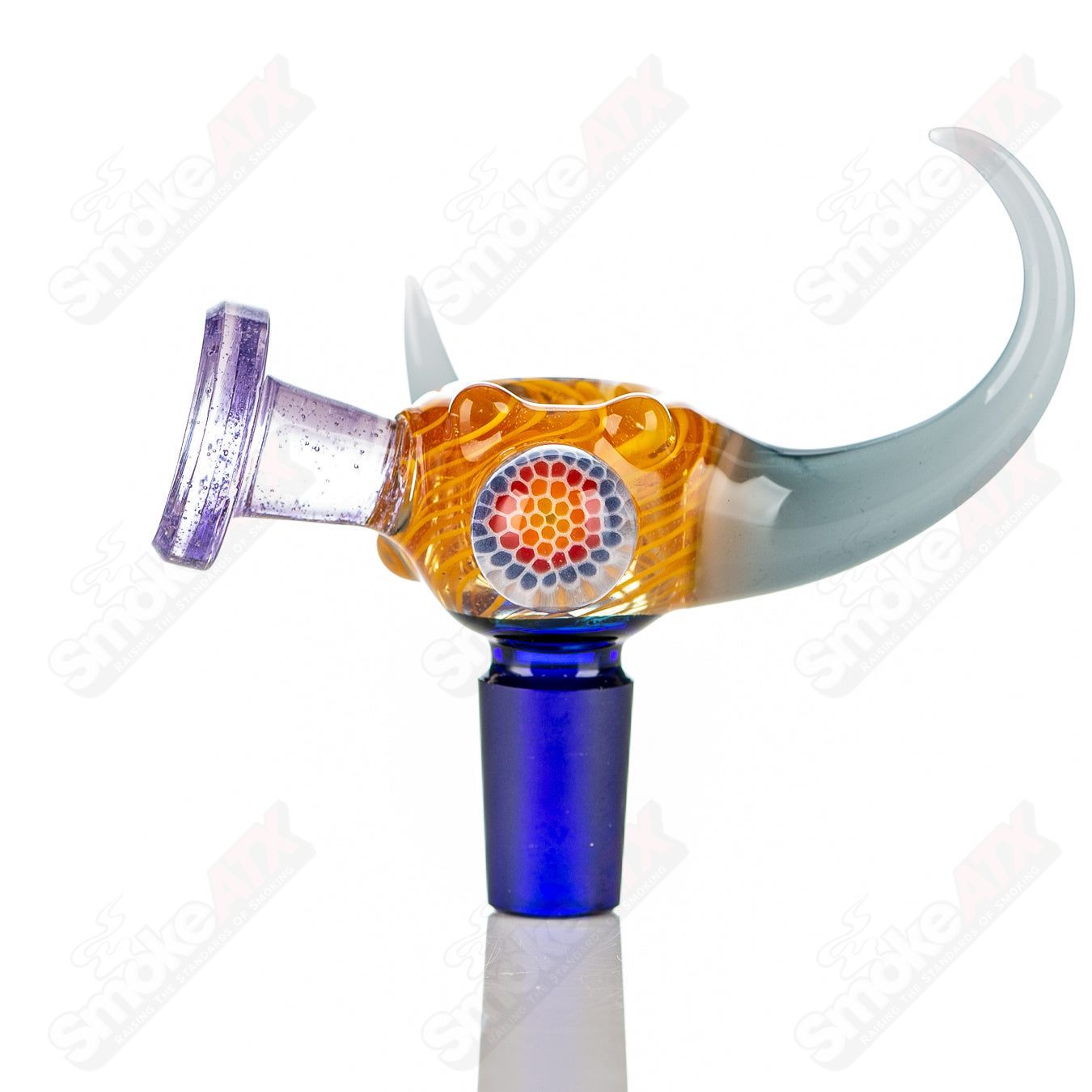 #4 14mm Full Color Worked Horn Milli Bowl JMass - Smoke ATX