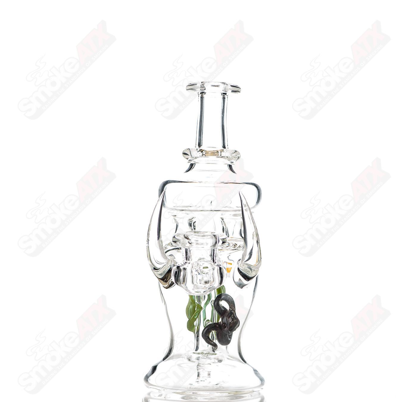 Green and Steel Dumper Snake Sculpture Rig Gilyumglass - Smoke ATX