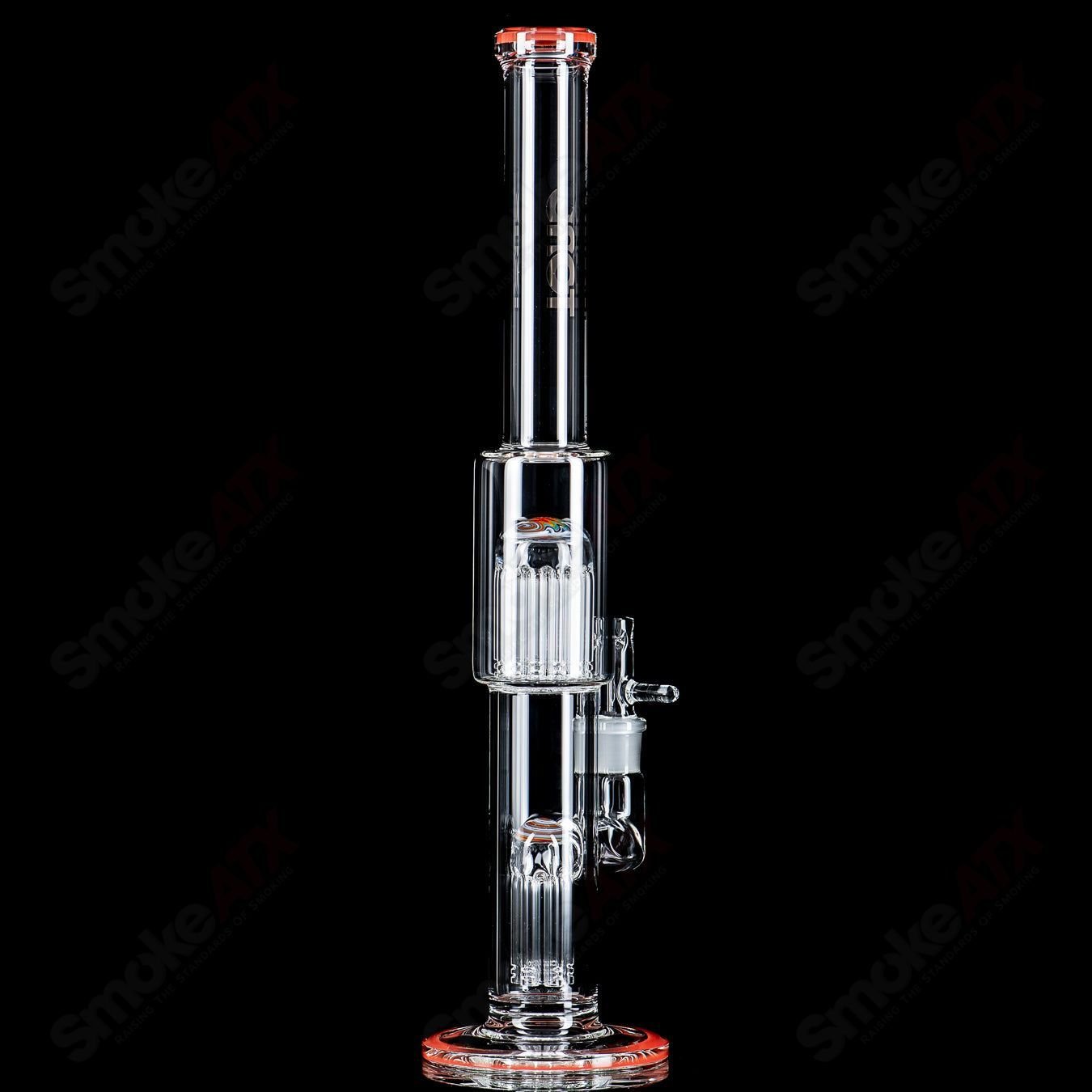 4 18mm 7/13 Arm Perc w Worked Sections Toro Glass - Smoke ATX