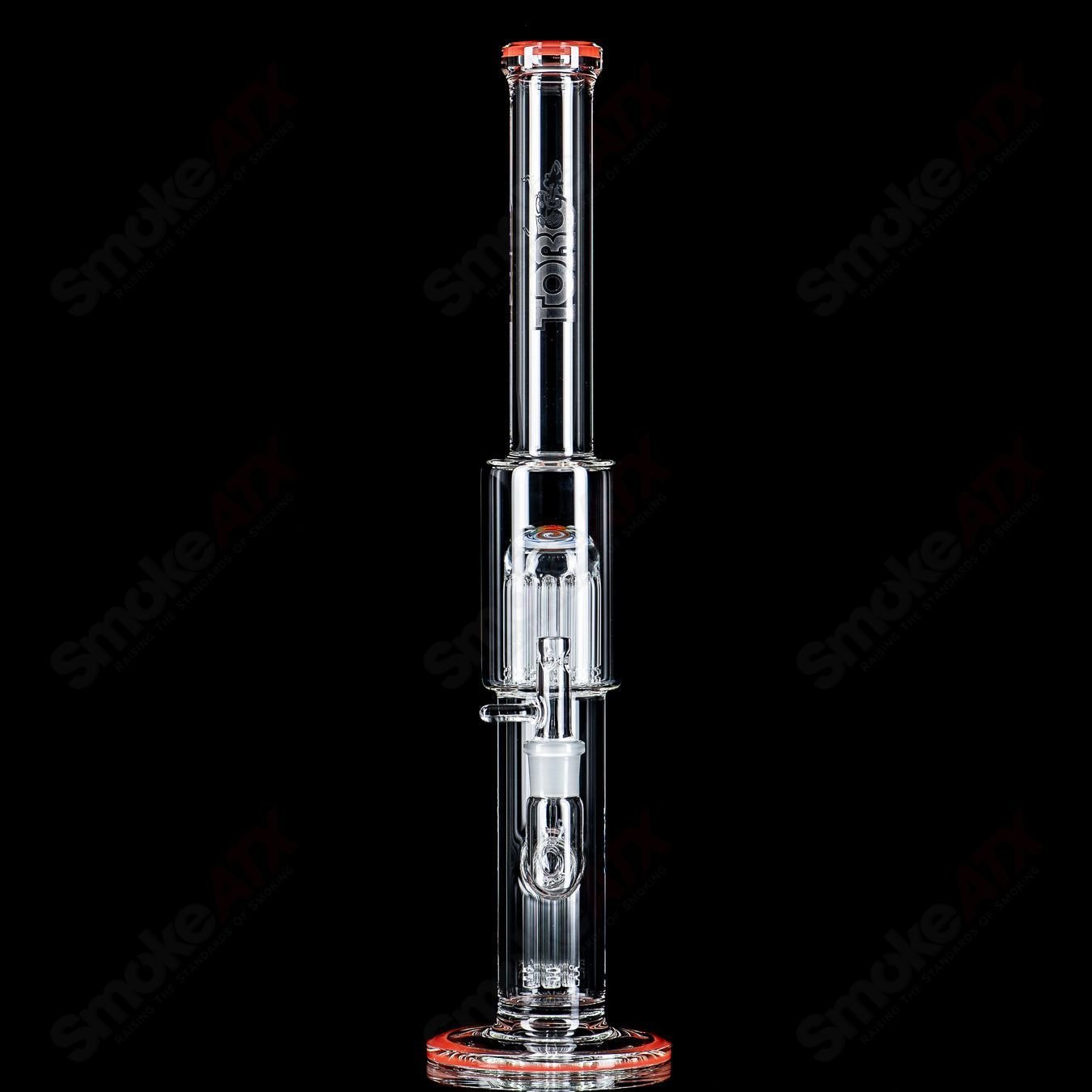 4 18mm 7/13 Arm Perc w Worked Sections Toro Glass - Smoke ATX
