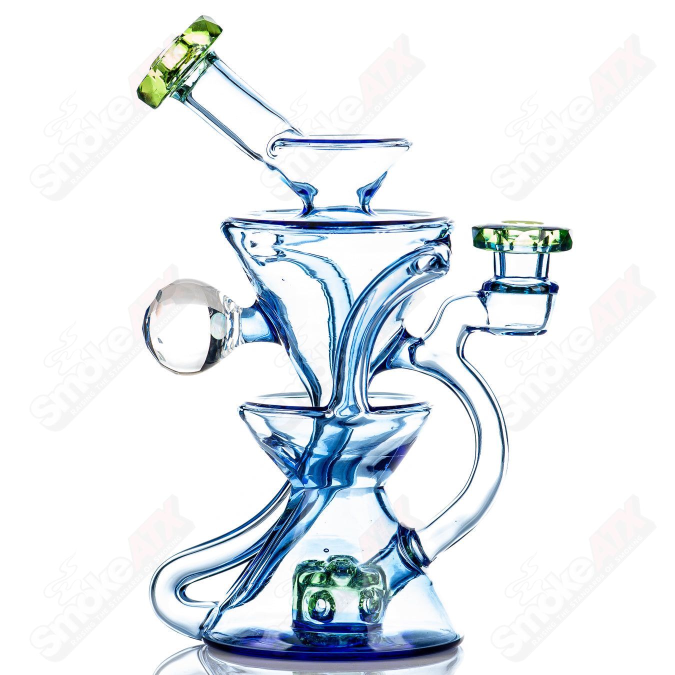 4 Faceted Two & Through Full - Size Recycler w/ Opal by Captn Chronic - Smoke ATX