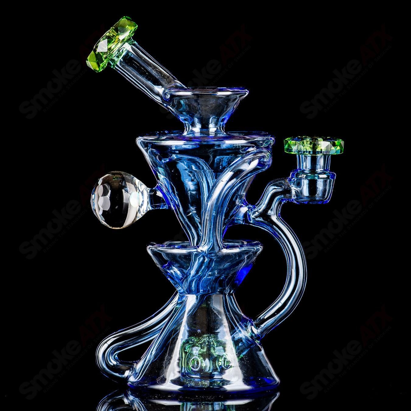 4 Faceted Two & Through Full - Size Recycler w/ Opal by Captn Chronic - Smoke ATX