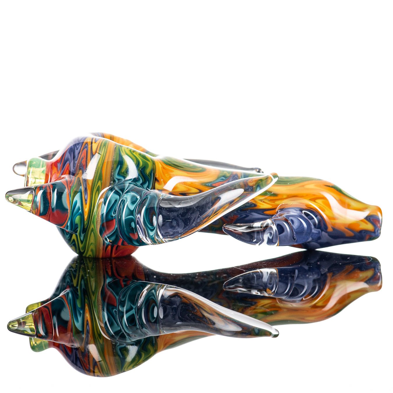 4 Section Re Wig Unicorn Scepter Spoon by JMK Glass - Smoke ATX