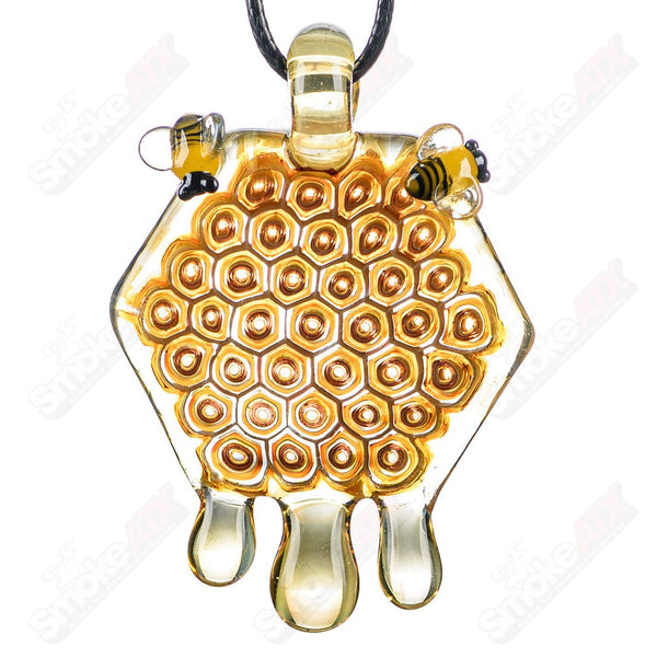 3" Large Honeycomb Drip Pendant w/ Custom Millifiori Joe P Glass - Smoke ATX