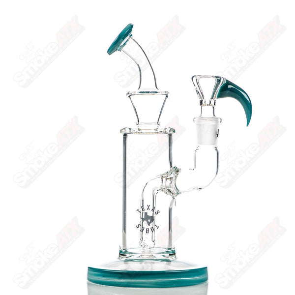 8in 14mm Rig w/ Flower Bowl (Aqua Azul) Texas Tubes - Smoke ATX