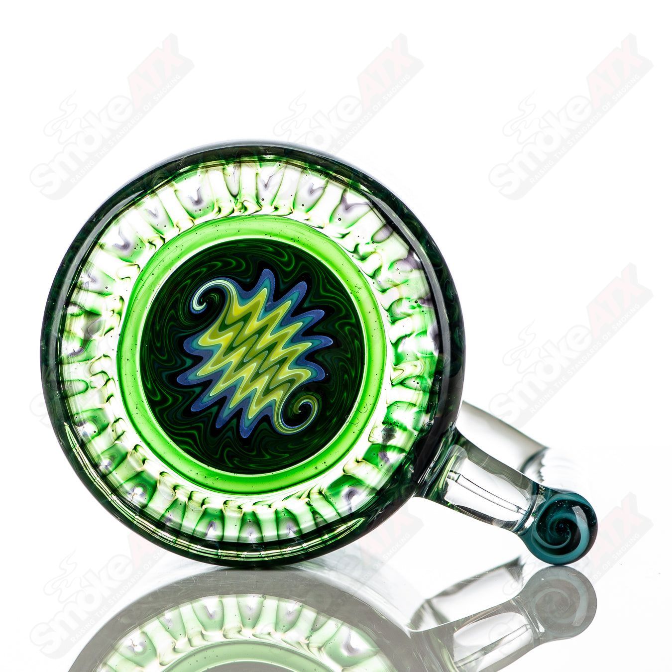 Green Wrap N Rake Glass Log Mug by Ed Wolfe Glass - Smoke ATX