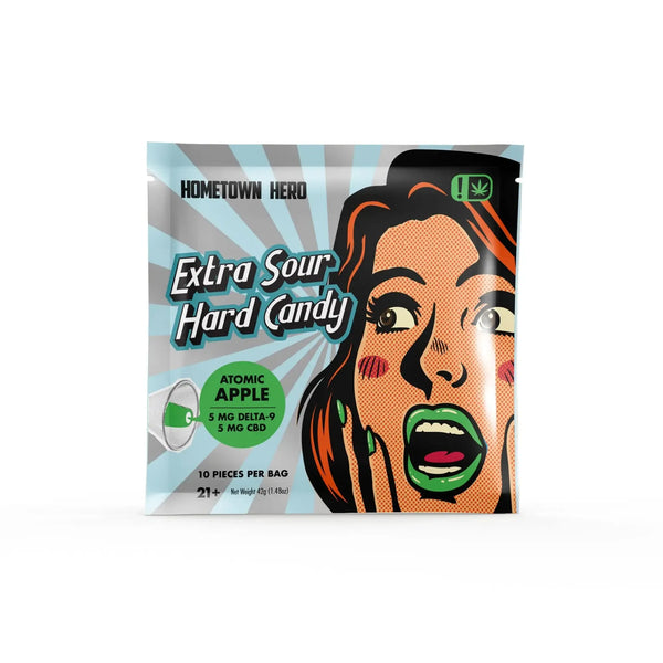 50mg D9/CBD 10ct Extra Sour Hard Candy Hometown Hero