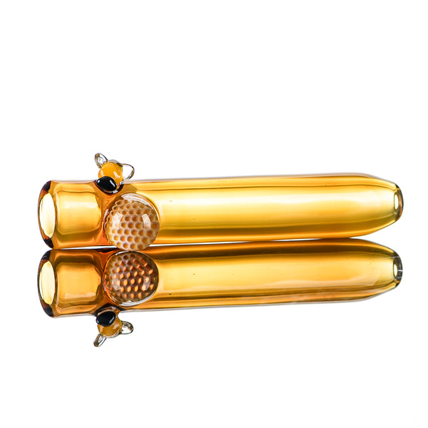 One Hitter Honeycomb & Bee Chillum Joe P Glass - Smoke ATX