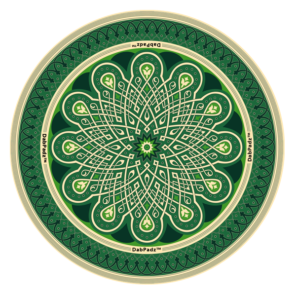 8in Green Mandala Fabric Dab Padz - Smoke ATX