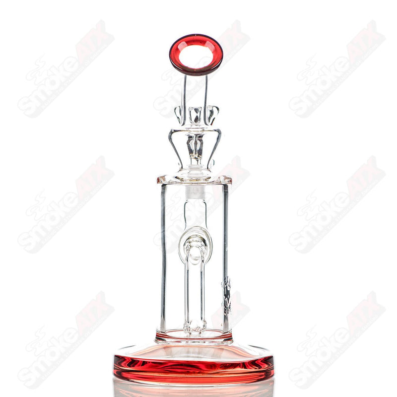 8in 14mm Rig w/ Flower Bowl (Red Elvis) Texas Tubes - Smoke ATX
