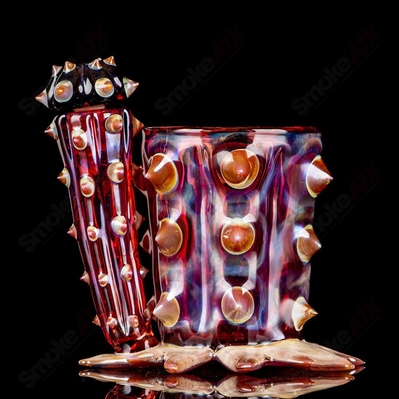 Cactus Iso/Qtip Jar Red Unparalleled Glass - Smoke ATX