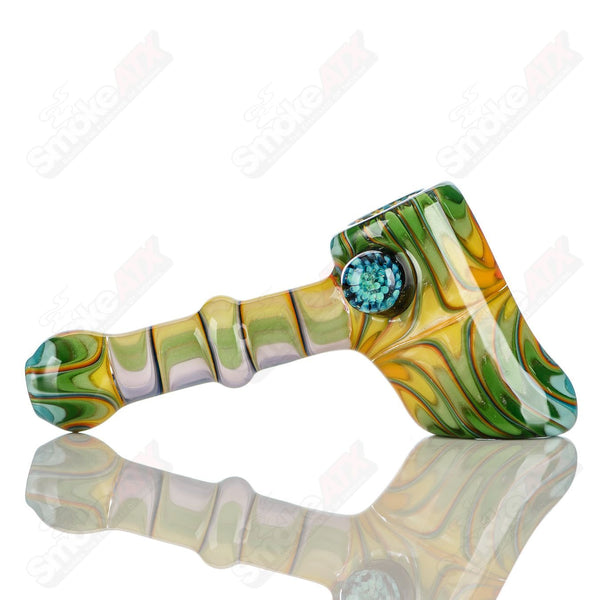 #8 Wig Wag Hammer Dry Pipe Katy Wright Glass - Smoke ATX
