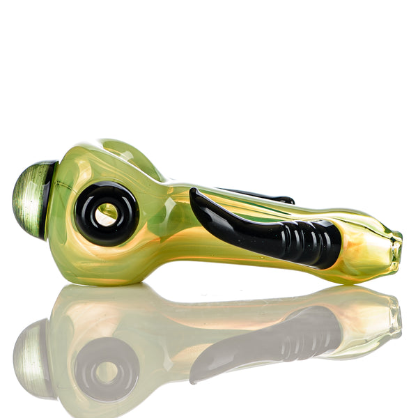 Transparent Green Spoon w Black Horns Signed - JMK Glass - Smoke ATX