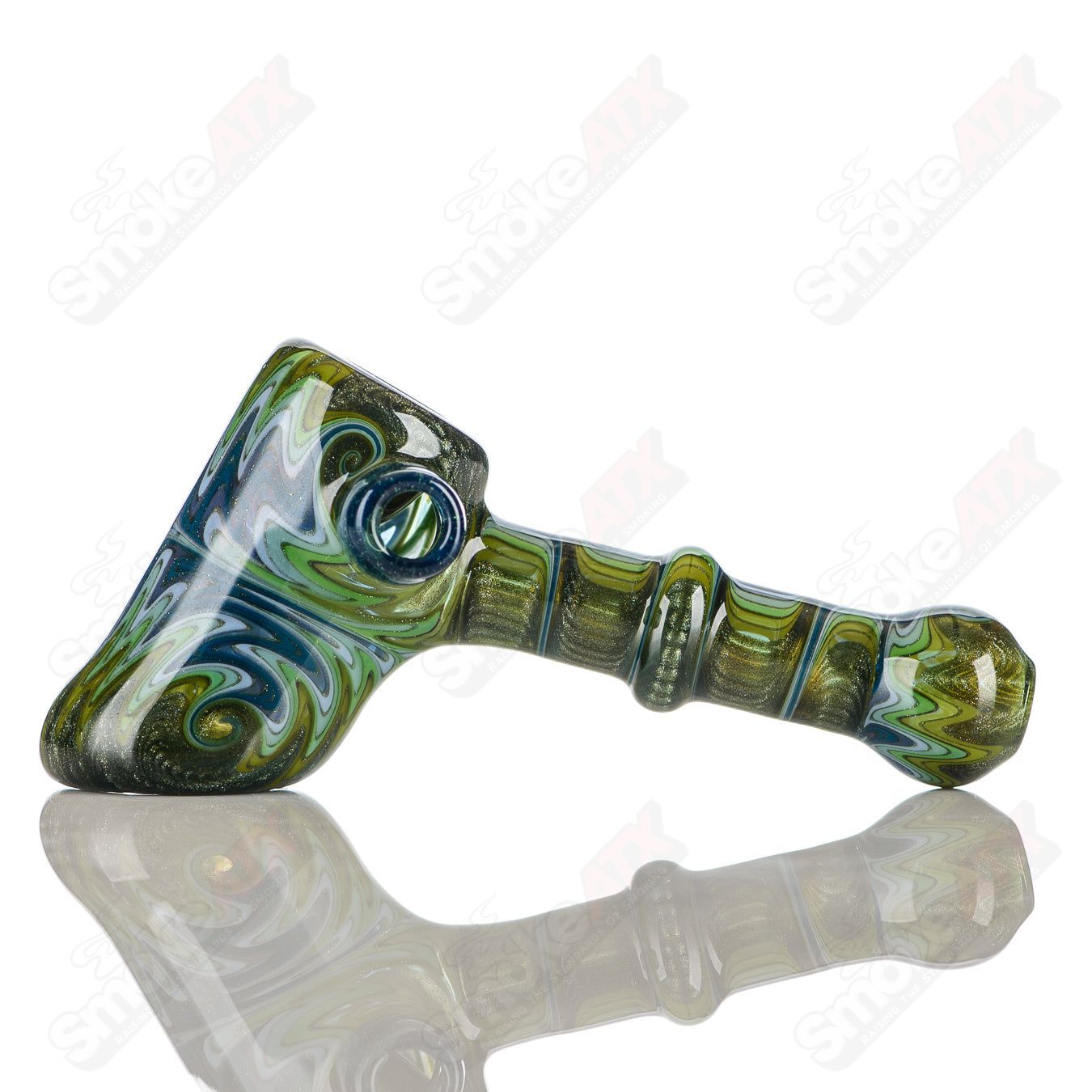 7 Wig Wag Hammer Dry Pipe Katy Wright Glass - Smoke ATX