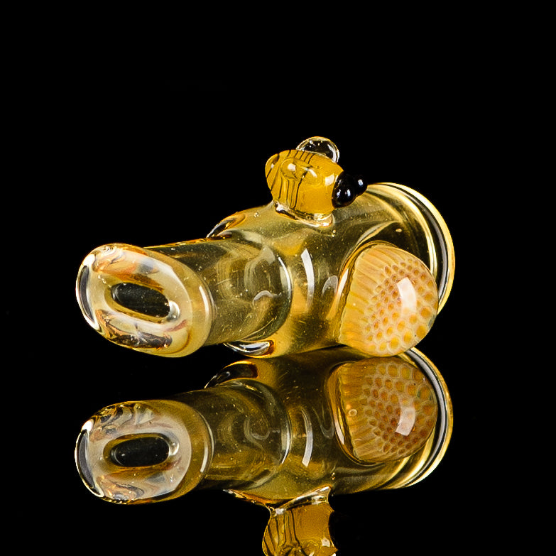 Small Honeycomb & Bee Joint Holder Joe P Glass - Smoke ATX