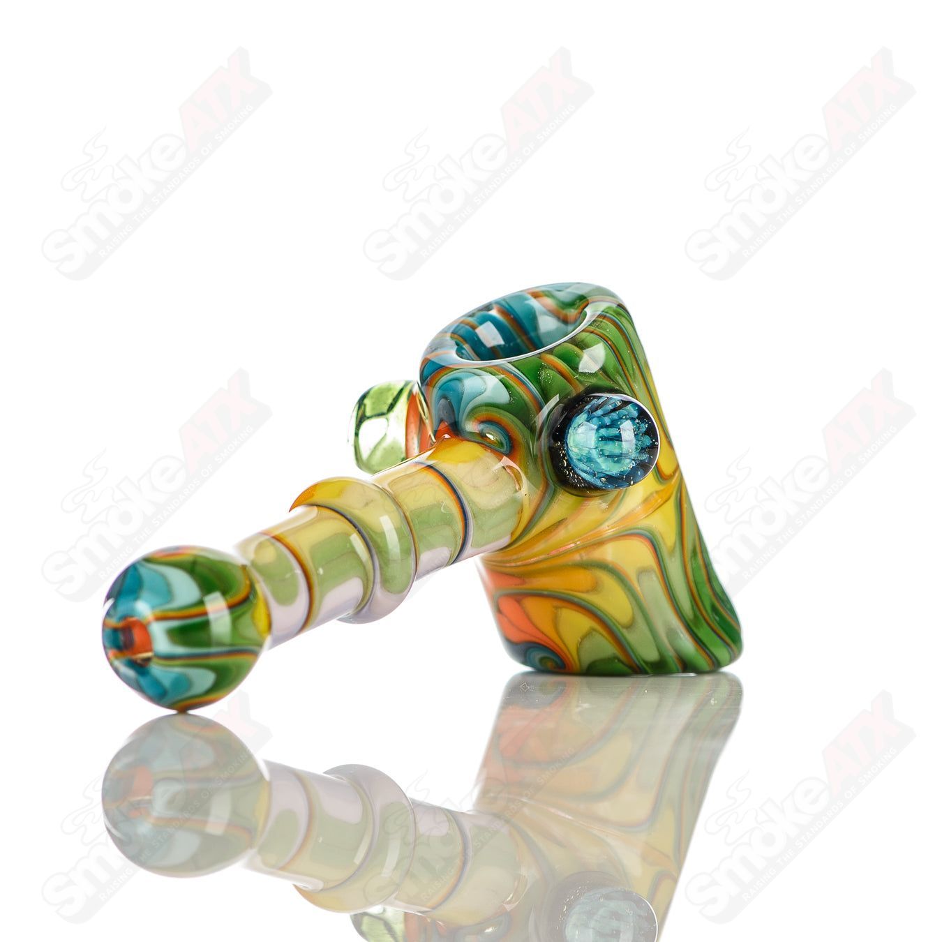 #8 Wig Wag Hammer Dry Pipe Katy Wright Glass - Smoke ATX