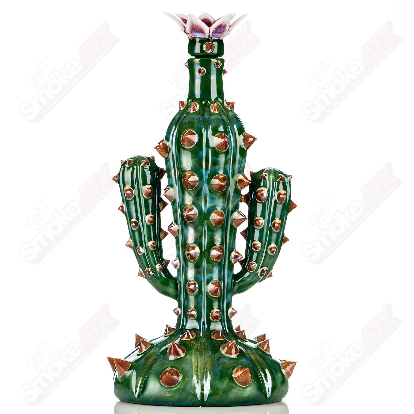 750ml Cactus Decanter w/ Flower Stopper by Unparalleled Glass - Smoke ATX