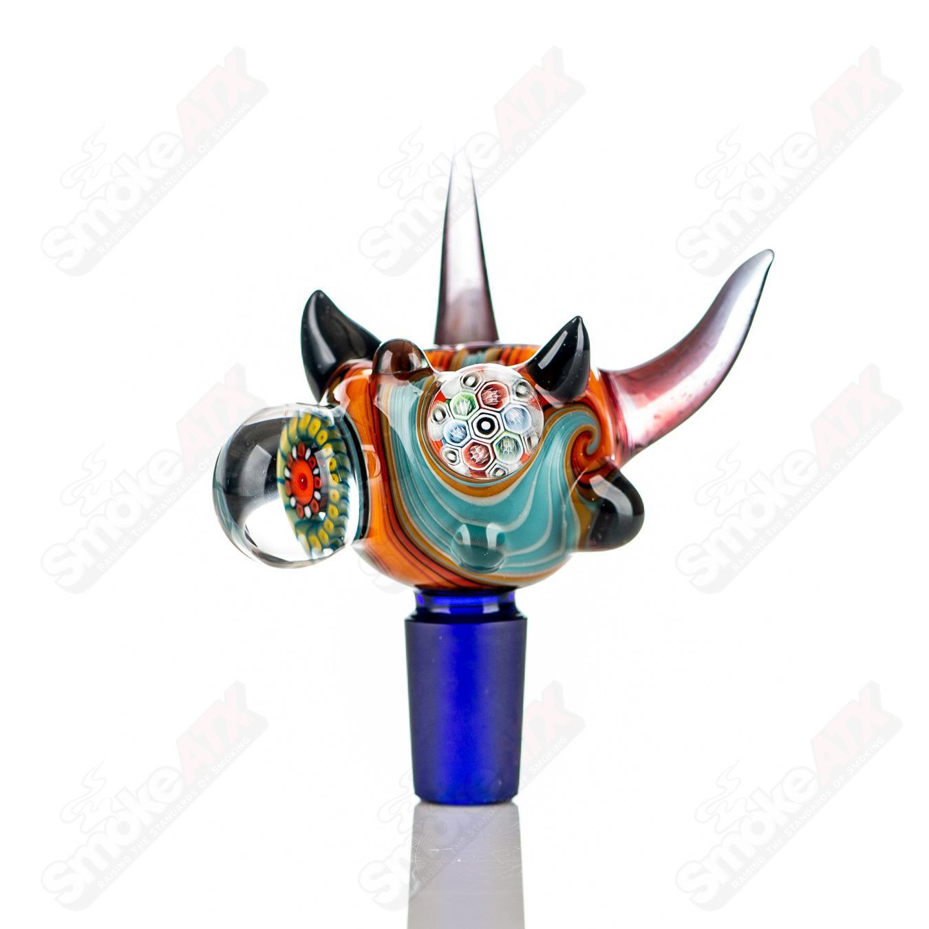 #7 14mm Full Color Worked Horn Milli Bowl JMass - Smoke ATX