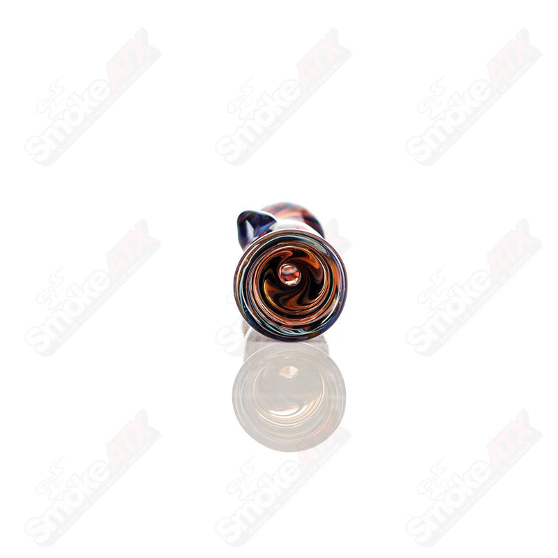 Multi Color Line-Worked Chillum w Purple Dot Indo Glass - Smoke ATX