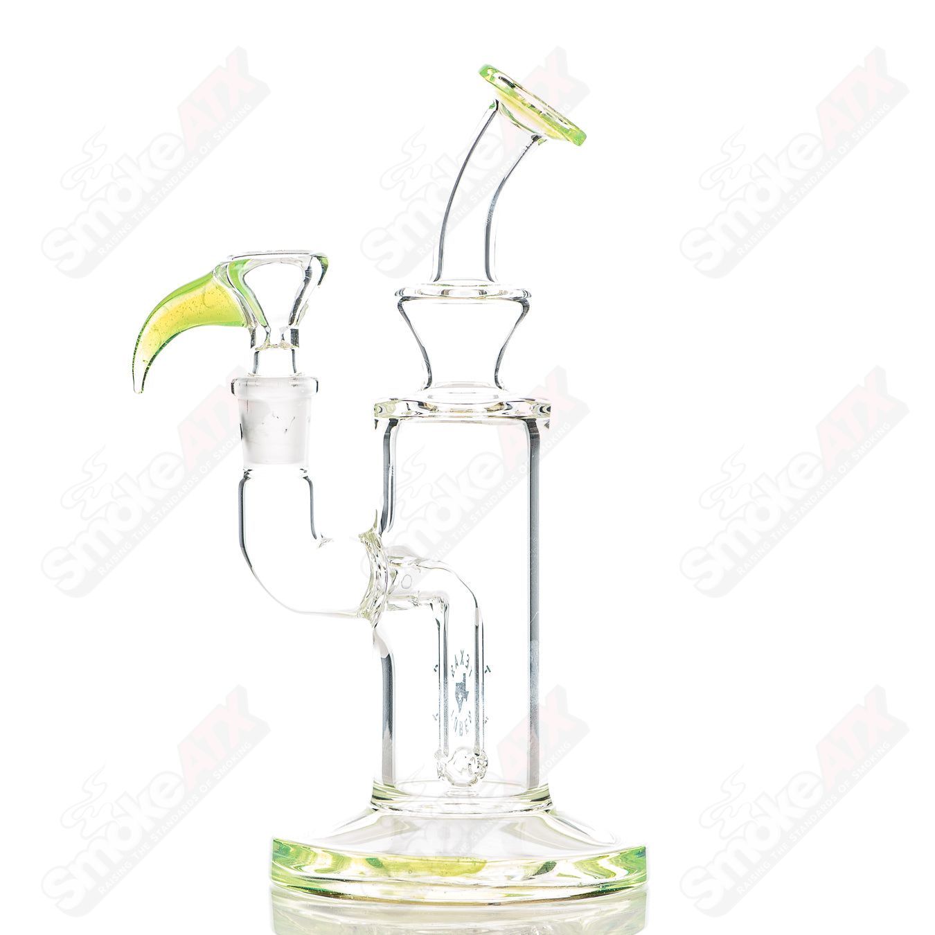 8in 14mm Rig w/ Flower Bowl (Green Slyme) Texas Tubes - Smoke ATX