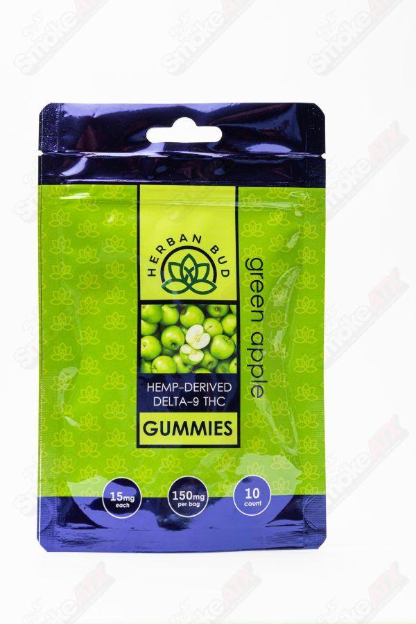 15mg Green Apple 10ct D9 Gummies Herban Bud - Smoke ATX