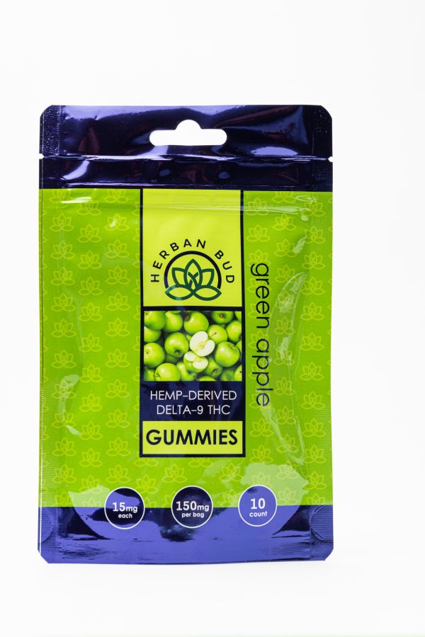 15mg Green Apple 10ct D9 Gummies Herban Bud - Smoke ATX
