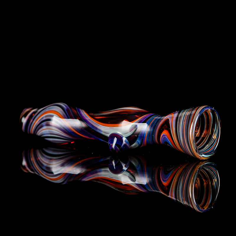 Multi Color Line-Worked Chillum w Purple Dot Indo Glass - Smoke ATX
