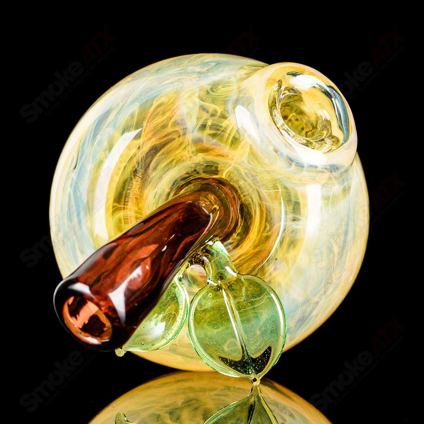 Yellow Apple Rig w/ Worm Dabber Pouch Glass - Smoke ATX