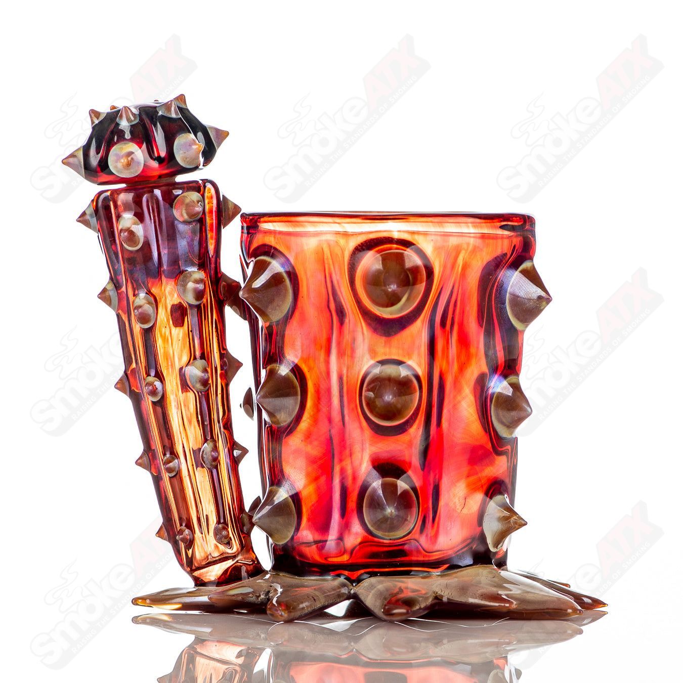 Cactus Iso/Qtip Jar Red Unparalleled Glass - Smoke ATX