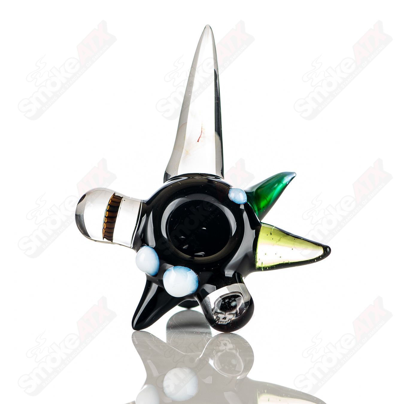#9 14mm Full Color Worked Horn Milli Bowl JMass - Smoke ATX