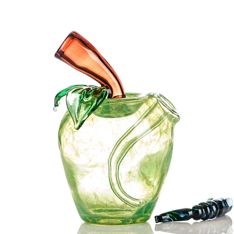 Green Apple Rig w/ Worm Dabber Pouch Glass - Smoke ATX