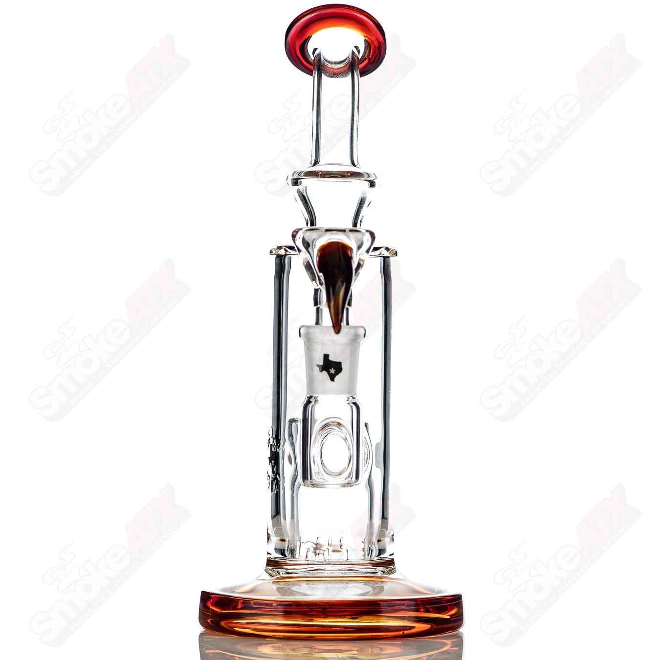 8in 14mm Bubble - Bucket Perc Rig w/ Flower Bowl (Amber - Purple) Texas Tubes - Smoke ATX