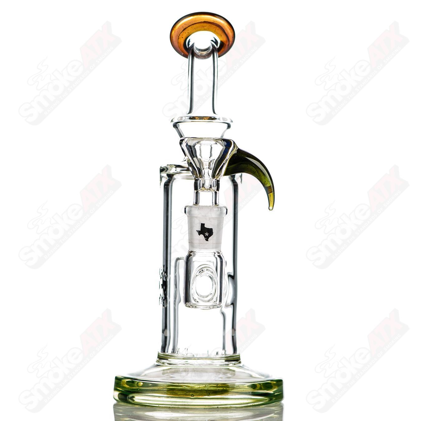 8in 14mm Bubble - Bucket Perc Rig w/ Flower Bowl (Blue - Green) Texas Tubes - Smoke ATX