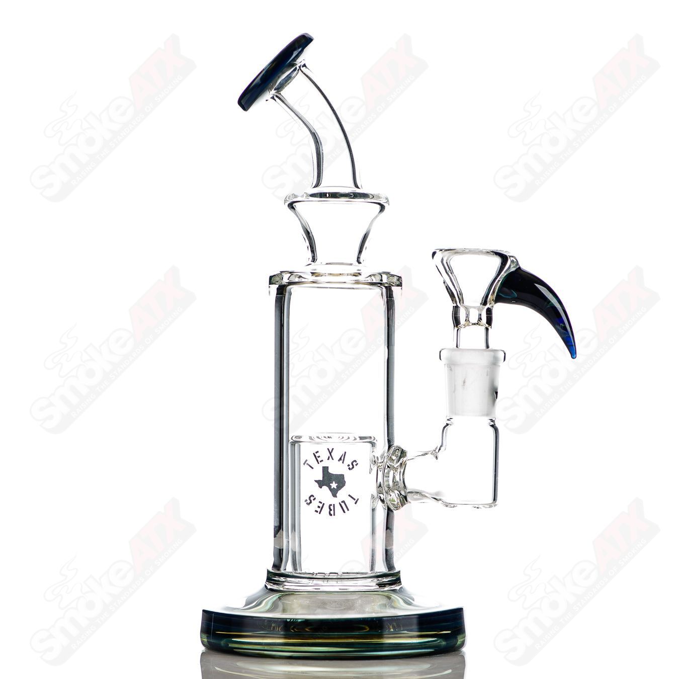 8in 14mm Bubble - Bucket Perc Rig w/ Flower Bowl (Mystery Adventurine) Texas Tubes - Smoke ATX