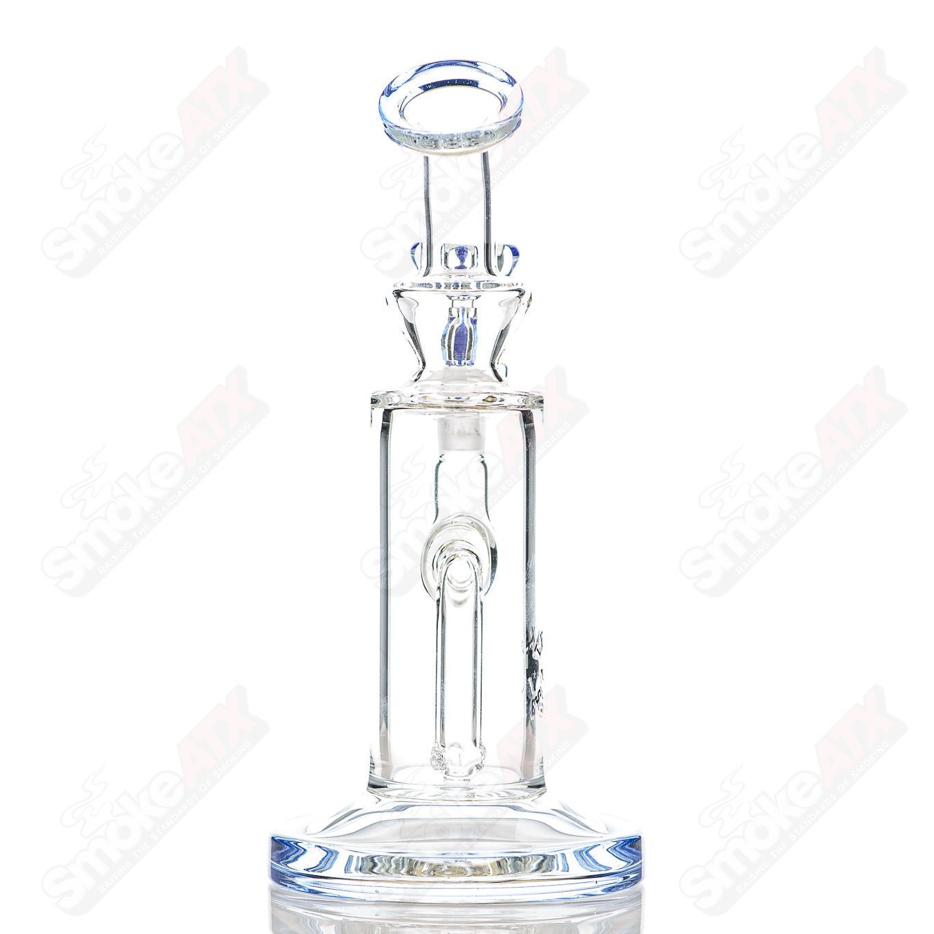 8in 14mm Rig w/ Flower Bowl (Blue Cheese) Texas Tubes - Smoke ATX