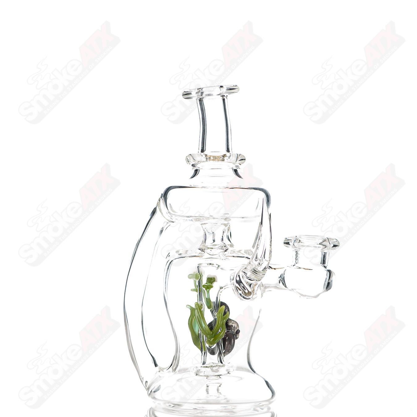 Green and Steel Dumper Snake Sculpture Rig Gilyumglass - Smoke ATX