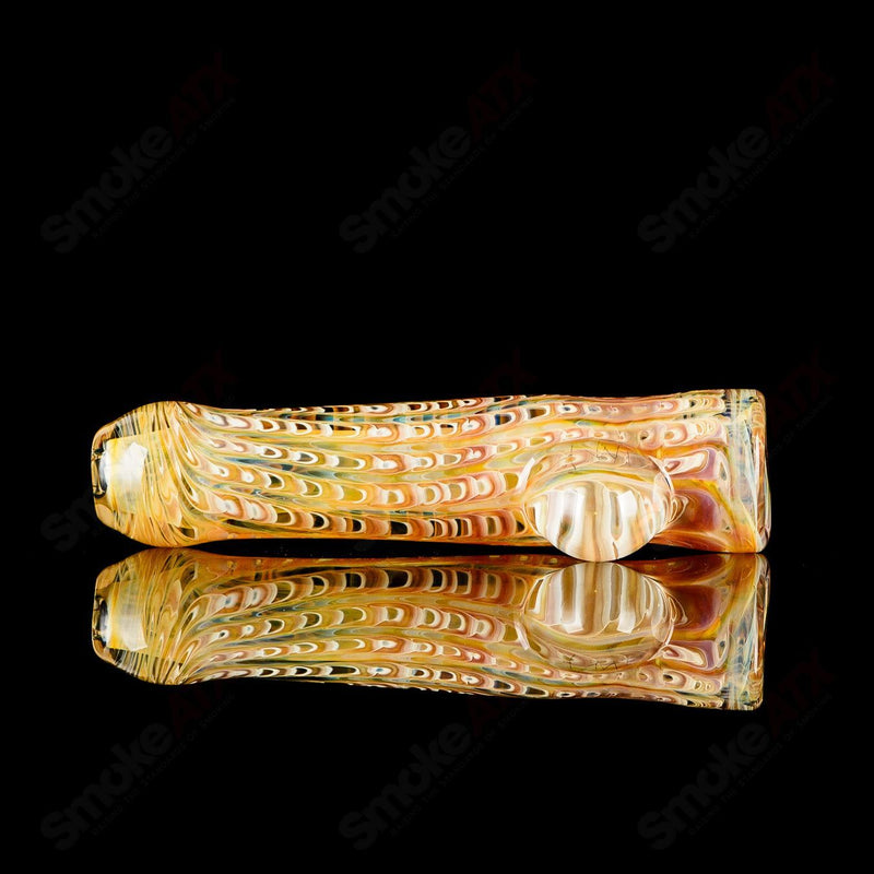 #1 Transparent Worked Chillum w/ Clear Dot Signed - JMK Glass