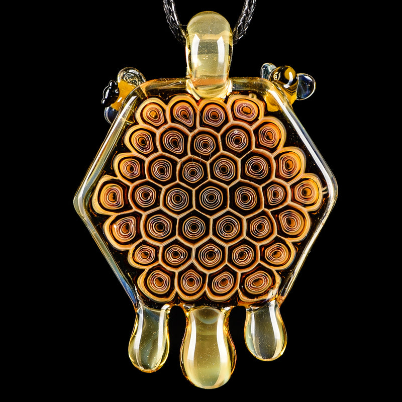 3" Large Honeycomb Drip Pendant w/ Custom Millifiori Joe P Glass - Smoke ATX