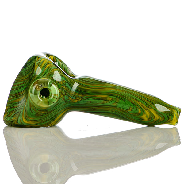 Green/Yellow Worked Spoon Signed - JMK Glass - Smoke ATX