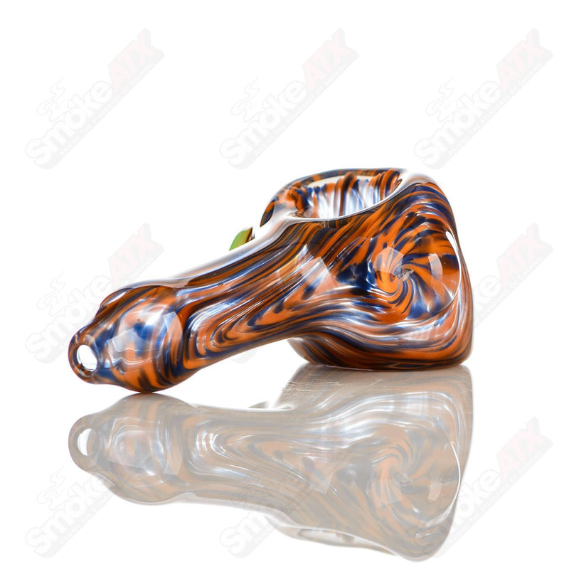 Orange/Purple Worked Spoon w Slyme Accent Carb Signed - JMK Glass - Smoke ATX