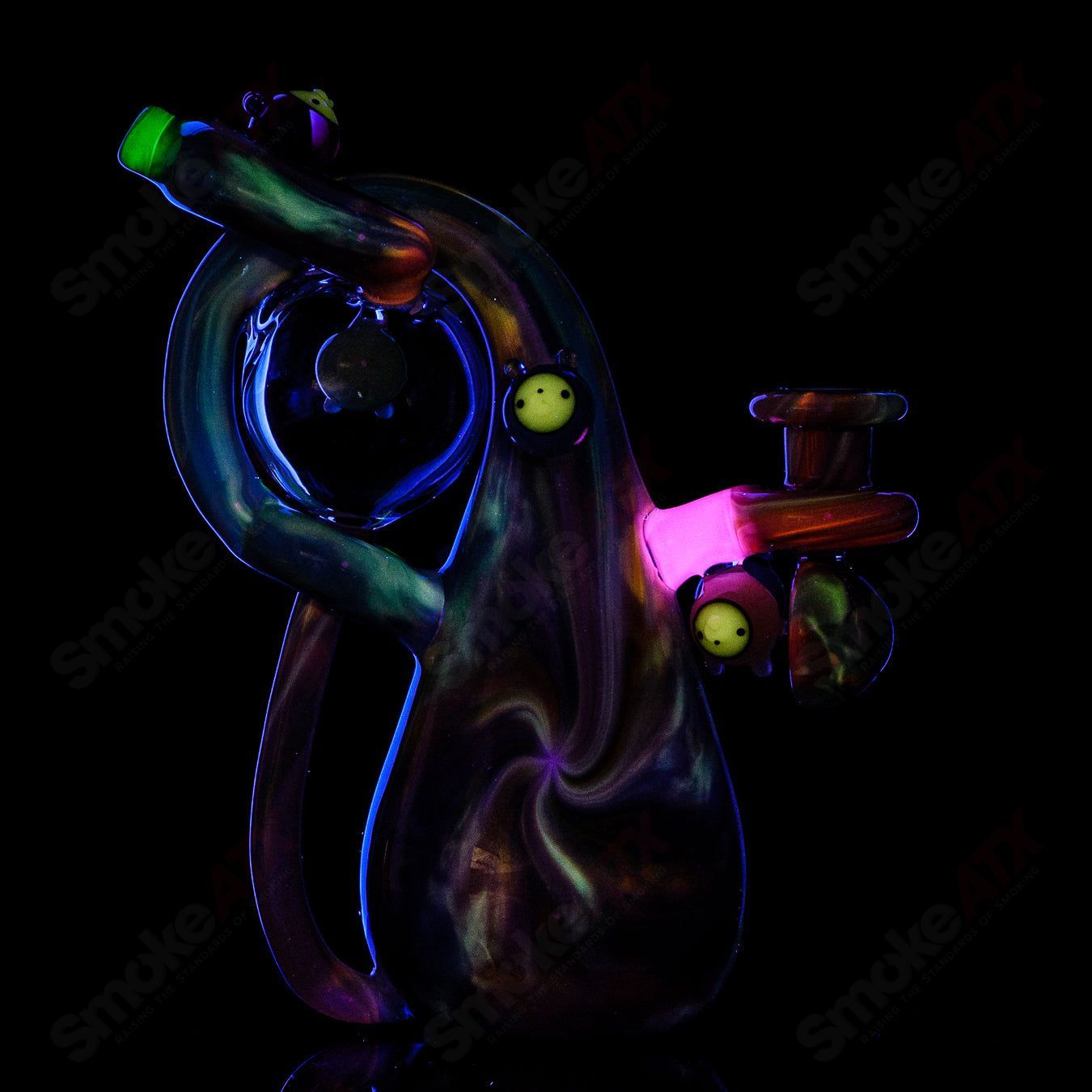 UV Reactive Multicolor Recycler Rig Earl Jr. x Aquariust Glass - Smoke ATX