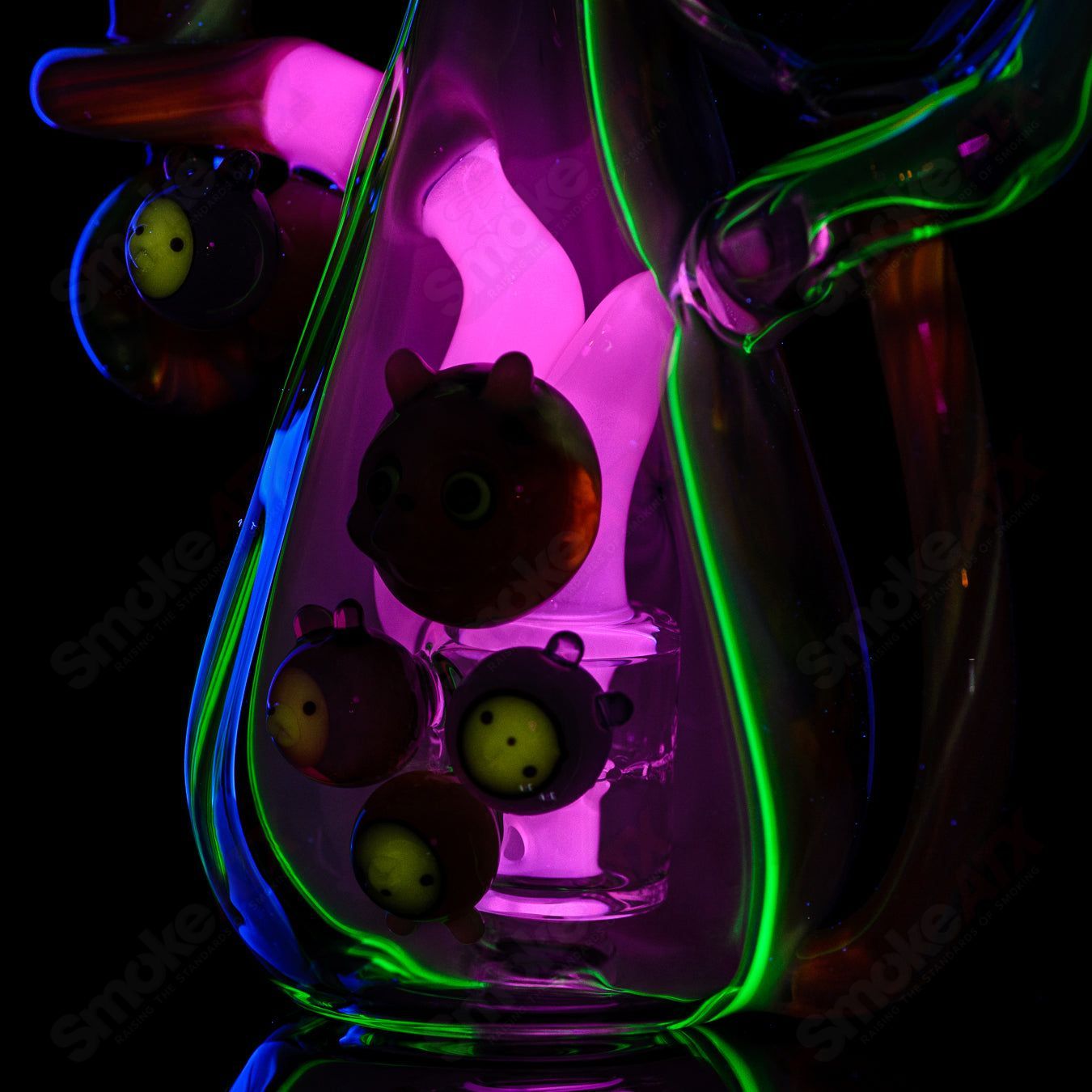 UV Reactive Multicolor Recycler Rig Earl Jr. x Aquariust Glass - Smoke ATX
