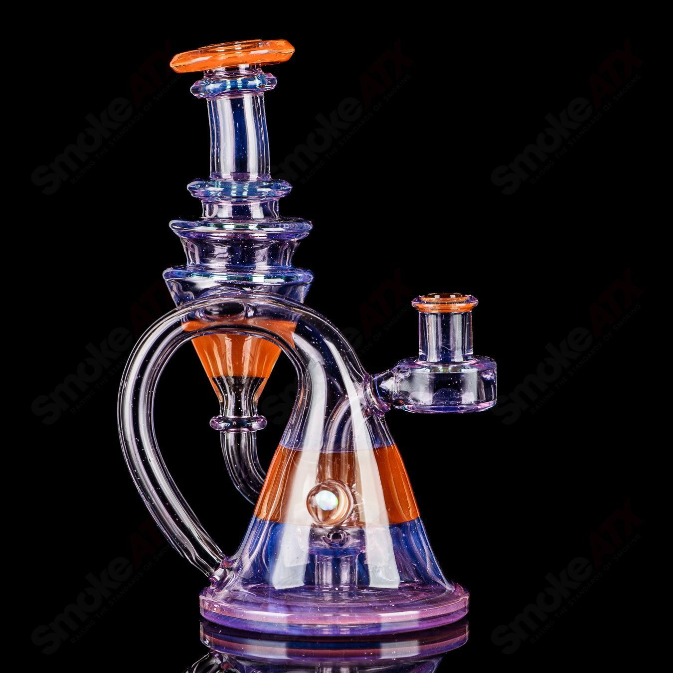 10mm V2 Quickdraw Recycler (New Age and Ghost Orange) Cerio Glass - Smoke ATX