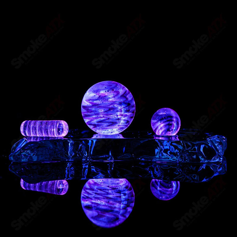 3pc UV Cropal (Gold Ruby/ Blue Lava) Slurper Set Indo Glass - Smoke ATX
