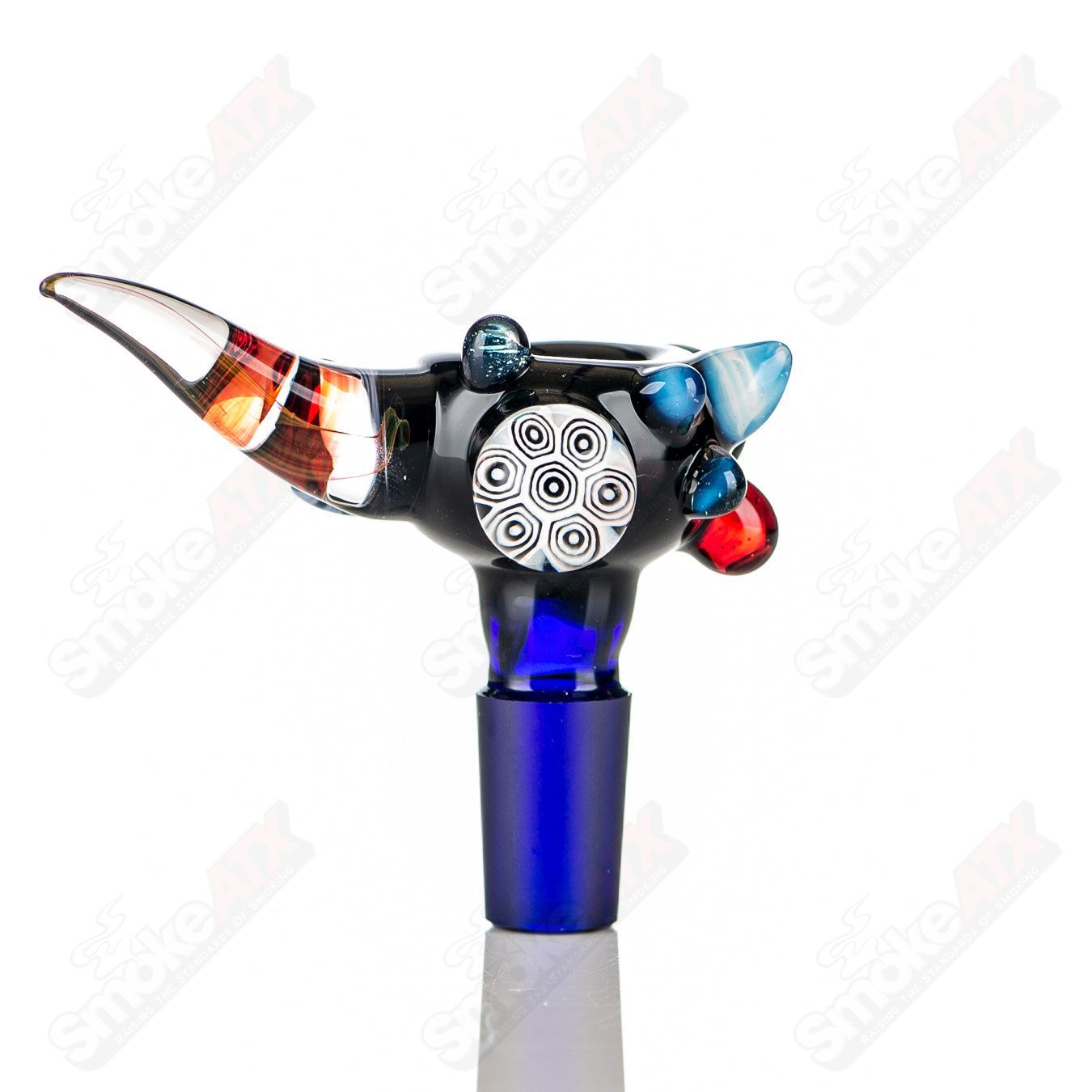 #1 14mm Full Color Worked Horn Milli Bowl JMass - Smoke ATX