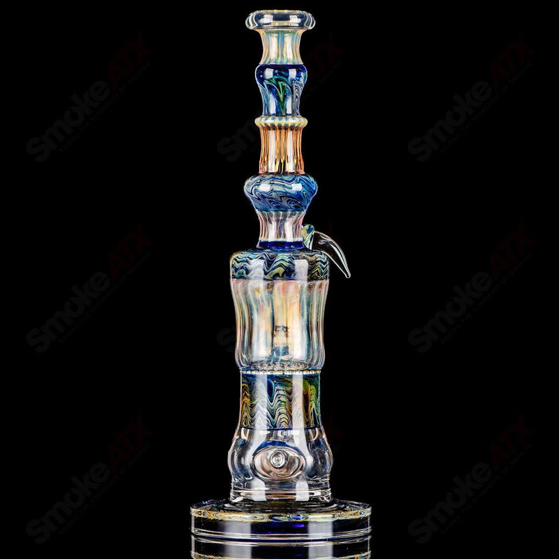 Cobalt Worked Honeycomb to Inline Waterpipe Tagle Glass - Smoke ATX